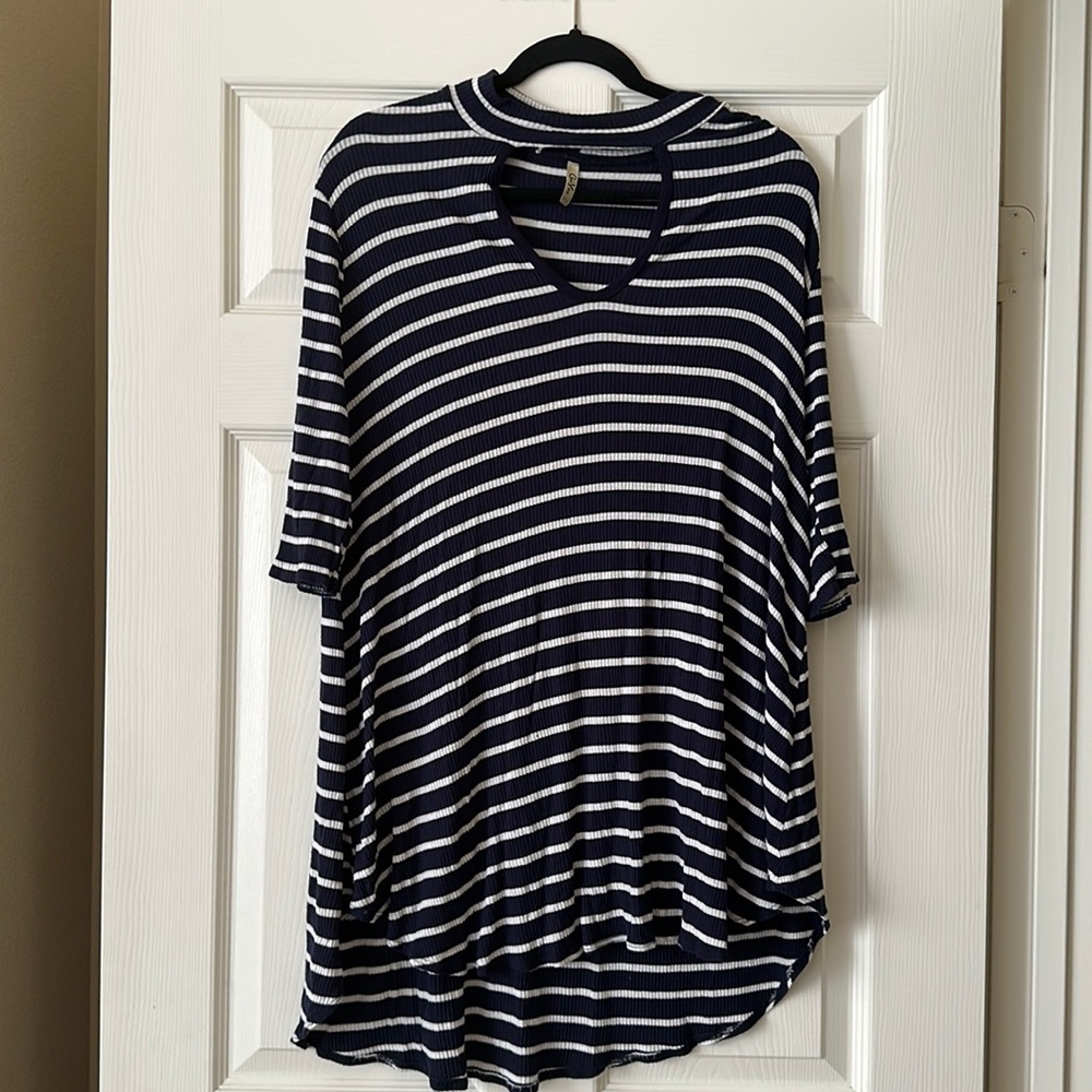 Goo Yoo Blue and white strip shirt
